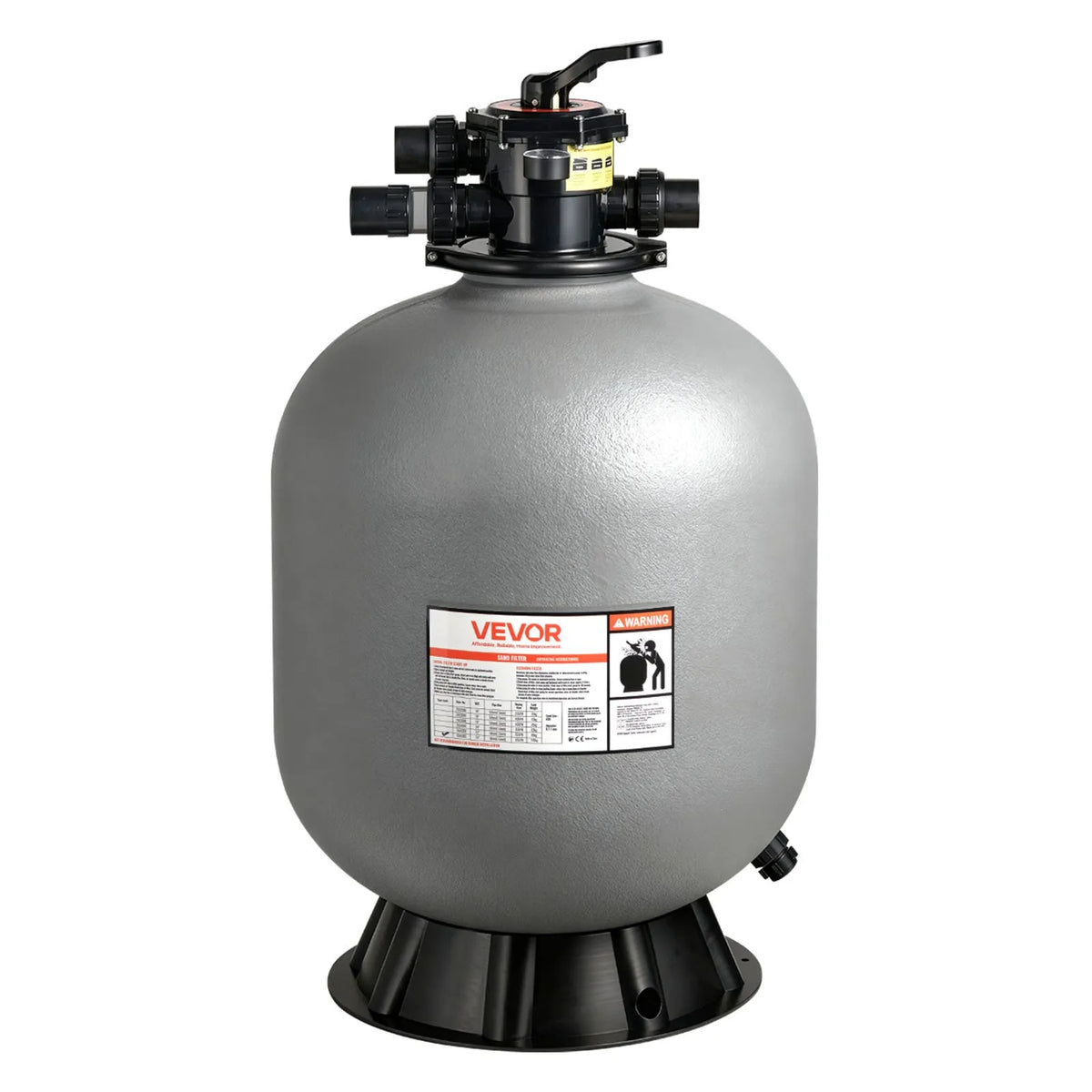VEVOR Pool Sand Filter System 609.6 mm, Flow Rate Up to 14.8 m³/h, Above Ground and In-Ground Pools, 7-Position Multiport Valve (Filter, Backwash, Rinse, Recirculate, Drain, Winter Mode, Closed)