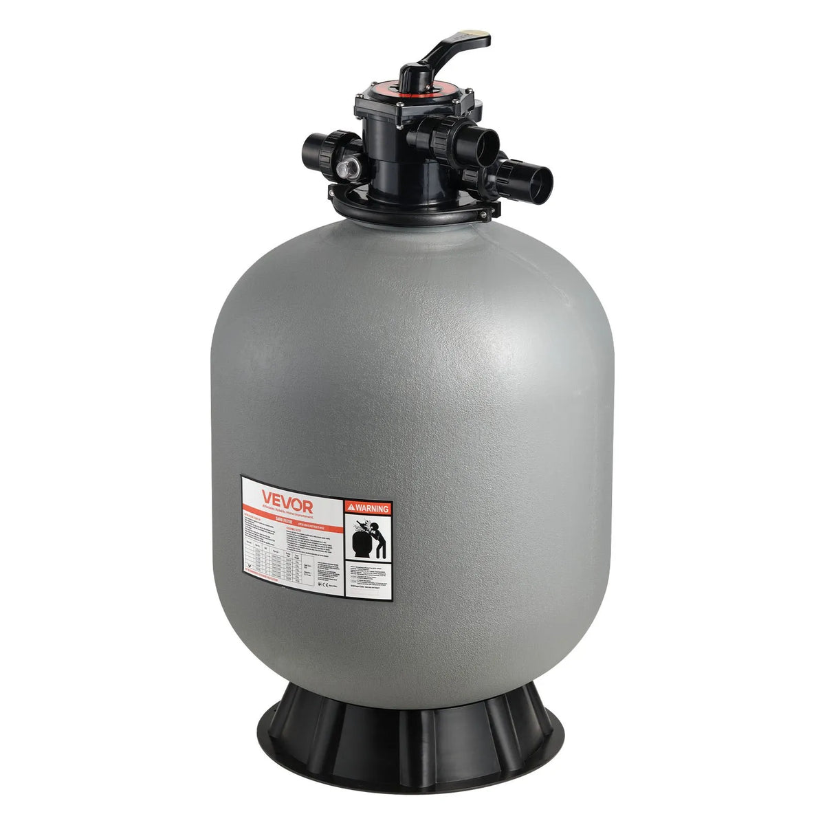 VEVOR Pool Sand Filter System 609.6 mm, Flow Rate Up to 14.8 m³/h, Above Ground and In-Ground Pools, 7-Position Multiport Valve (Filter, Backwash, Rinse, Recirculate, Drain, Winter Mode, Closed)