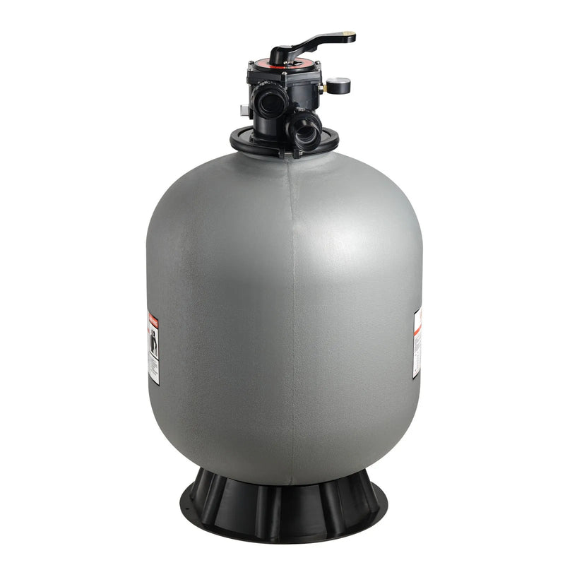 VEVOR baseina smilšu filtrācijas sistēma 609,6 mm, plūsma līdz 14,8 m³/h, virszemes un zemē ieraktiem baseiniem, 7-pozīciju daudzportu vārsts (filtrēšana, pretmazgāšana, skalošana, recirkulācija, novade, ziemas režīms, slēgts)