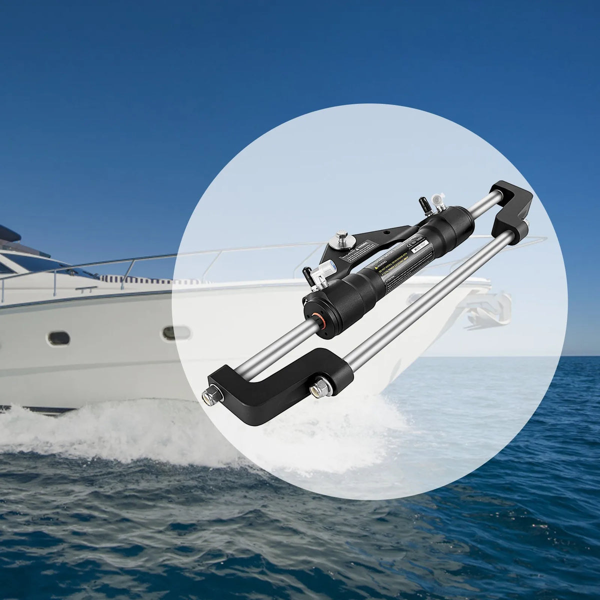 Hydraulic Steering Cylinder 300 HP, Front Mount Hydraulic Outboard Steering System without Hydraulic Hose and Steering Pump