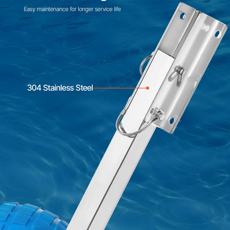 VEVOR laivas transportēšanas riteņi 260 mm, līdz 136,1 kg, nerūsējošā tērauda tranča riteņi ar cietām PVC riepām, salokāmi, ar 4 ātrās fiksācijas tapām, piepūšamām laivām līdz 4 m