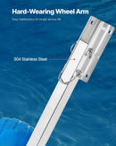 VEVOR laivas transportēšanas riteņi 260 mm, līdz 136,1 kg, nerūsējošā tērauda tranča riteņi ar cietām PVC riepām, salokāmi, ar 4 ātrās fiksācijas tapām, piepūšamām laivām līdz 4 m