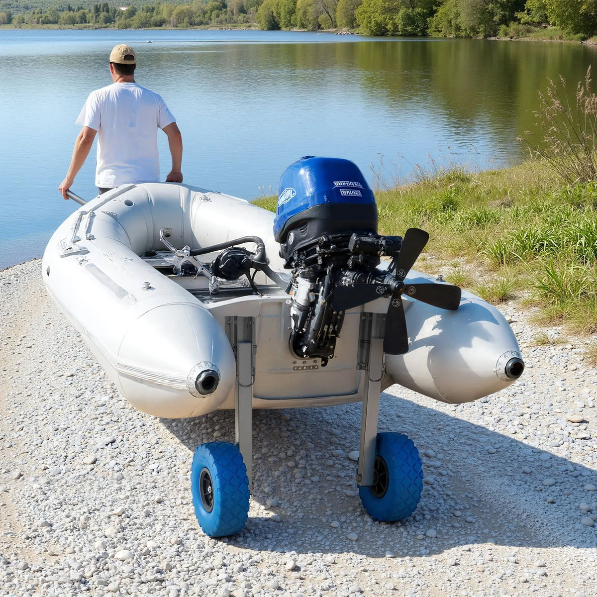 VEVORi paadiveorattad 260 mm, kuni 136,1 kg, roostevabast terasest veorattad kõvade PVC-rehvidega, kokkupandavad, 4 kiirfikseerimistapiga, täispuhutavatele paatidele kuni 4 m