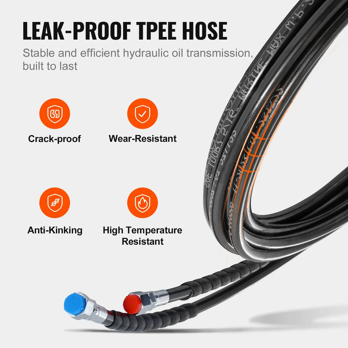 VEVOR Outboard Engine Hydraulic Hose Kit, 6.1 m Hydraulic Steering Hose, 2 pcs TPEE Hydraulic Hoses Leak-Free, for Boat Hydraulic Outboard Engine Steering Systems up to 300 HP