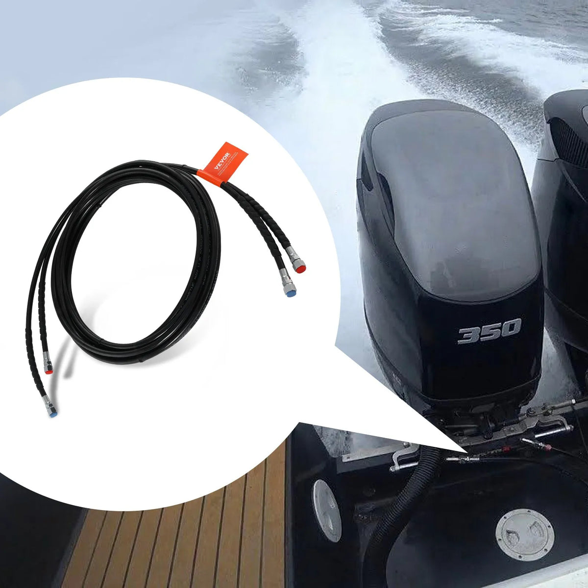 VEVOR Outboard Engine Hydraulic Hose Kit, 6.1 m Hydraulic Steering Hose, 2 pcs TPEE Hydraulic Hoses Leak-Free, for Boat Hydraulic Outboard Engine Steering Systems up to 300 HP
