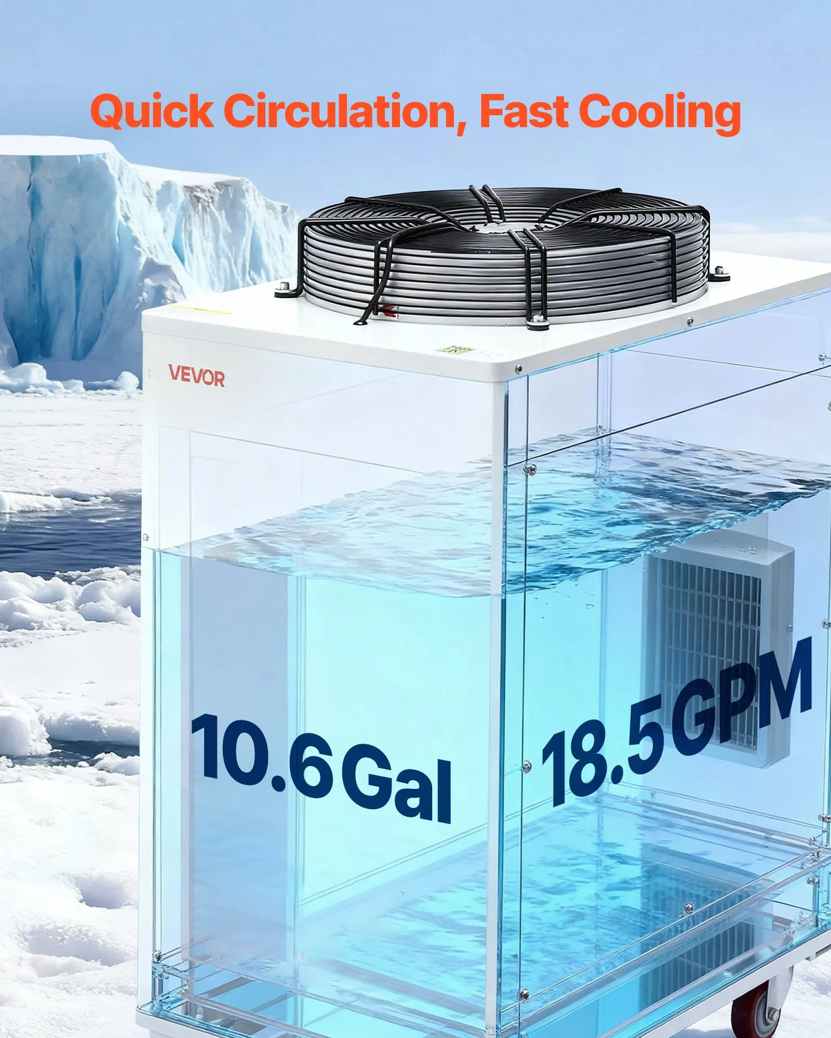 VEVOR Industrial Water Chiller with Compressor 8000 W, 40 l Tank, 70 l/min, for CO₂ Laser Tubes