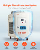 VEVOR industriālais ūdens dzesētājs, 8000 W, industriāla ūdens dzesēšanas sistēma ar kompresoru, maksimālais plūsmas ātrums 70 l/min, 40 l tvertnes ietilpība, lāzera dzesētājs CO₂ lāzera cauruļu gravēšanas un griešanas iekārtām