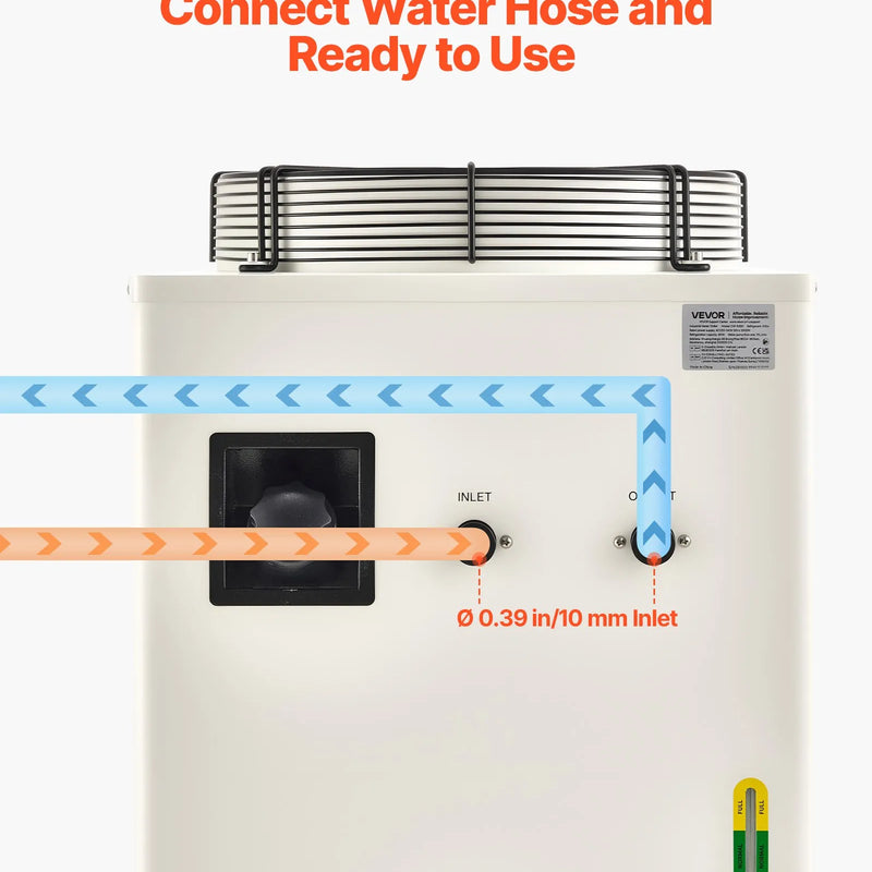 VEVOR industriālais ūdens dzesētājs, 8000 W, industriāla ūdens dzesēšanas sistēma ar kompresoru, maksimālais plūsmas ātrums 70 l/min, 40 l tvertnes ietilpība, lāzera dzesētājs CO₂ lāzera cauruļu gravēšanas un griešanas iekārtām
