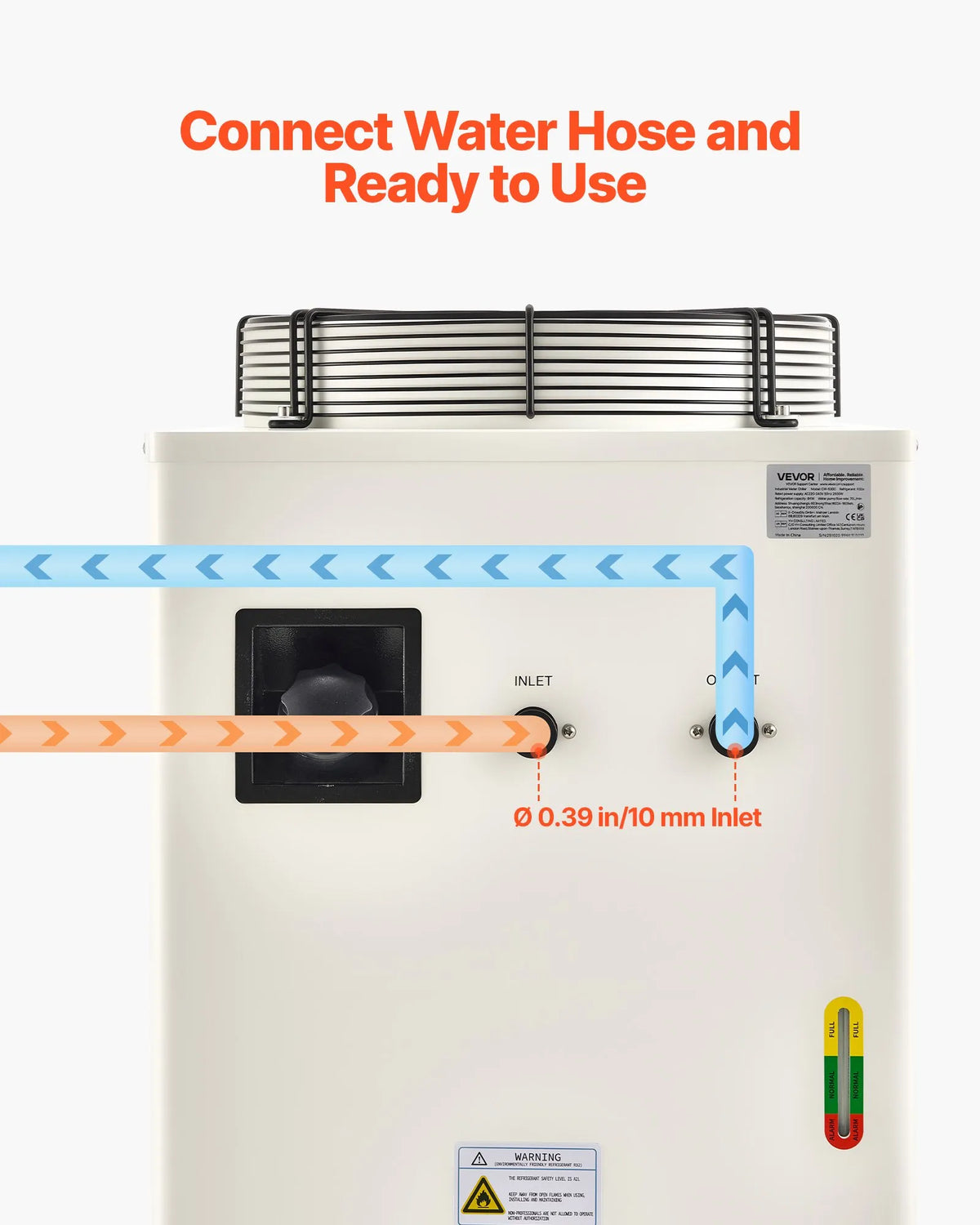 VEVOR Industrial Water Chiller with Compressor 8000 W, 40 l Tank, 70 l/min, for CO₂ Laser Tubes