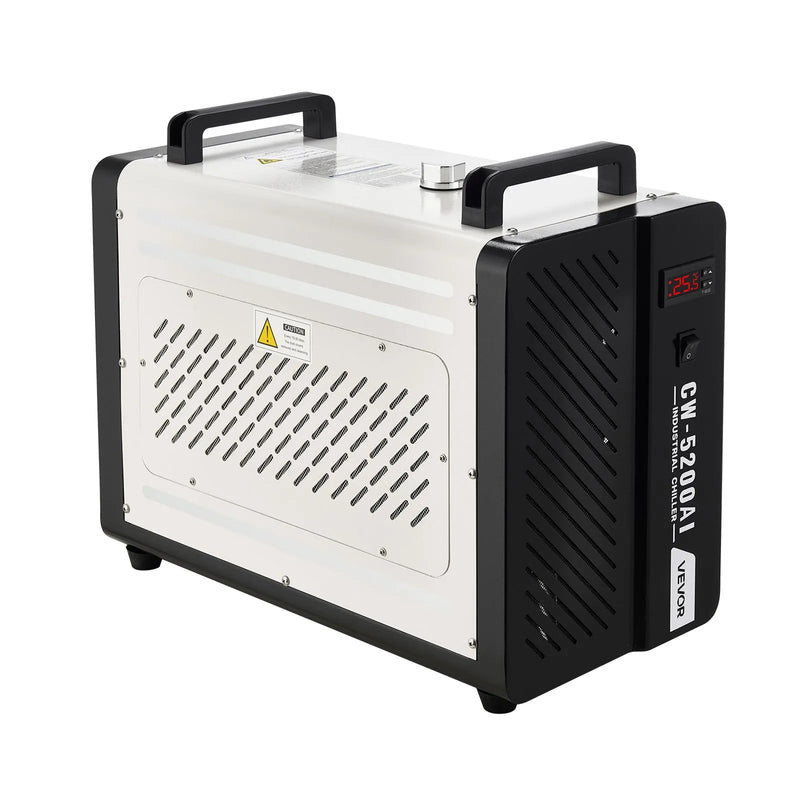 VEVOR industriālais ūdens dzesētājs, 1600 W, industriāla ūdens dzesēšanas sistēma ar kompresoru, maksimālais plūsmas ātrums 16 l/min, 7 l tvertnes ietilpība, lāzera dzesētājs CO₂ lāzera cauruļu gravēšanas un griešanas iekārtām