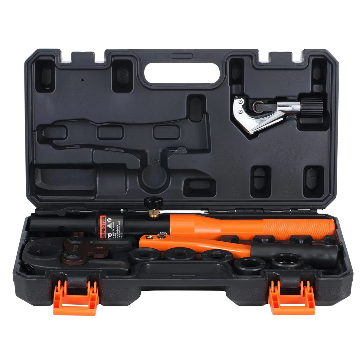 Copper Pipe Pressing Tool with V12/15/18/22/28 Heads, 360° Rotating Head