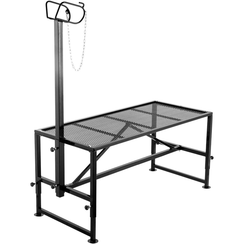 VEVOR lopkopības kopšanas stends 130 × 58 cm ar taisno galvas fiksatoru, metāla rāmis kazu un aitu cirpšanai un kopšanai