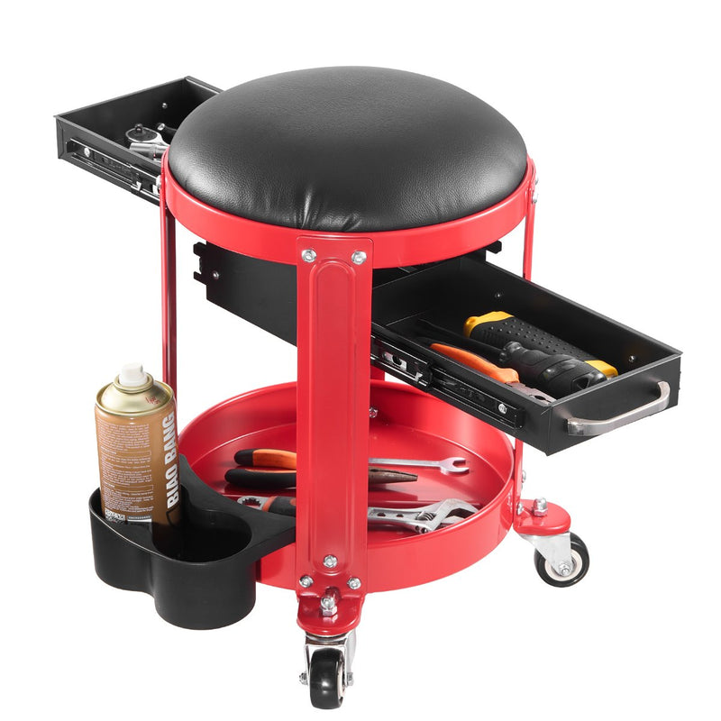 VEVOR rullējošais mehāniķa krēsls, garāžas krēsls, 136 kg kravnesība ar riteņiem un uzglabāšanu