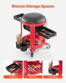 VEVOR rullējošais mehāniķa krēsls, garāžas krēsls, 136 kg kravnesība ar riteņiem un uzglabāšanu