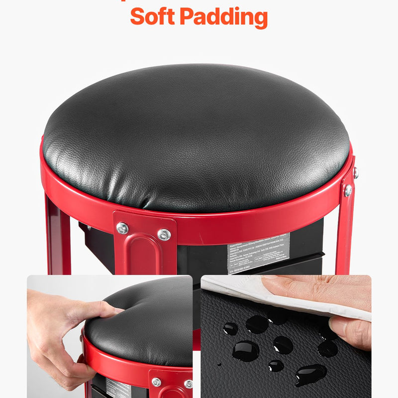 VEVOR rullējošais mehāniķa krēsls, garāžas krēsls, 136 kg kravnesība ar riteņiem un uzglabāšanu