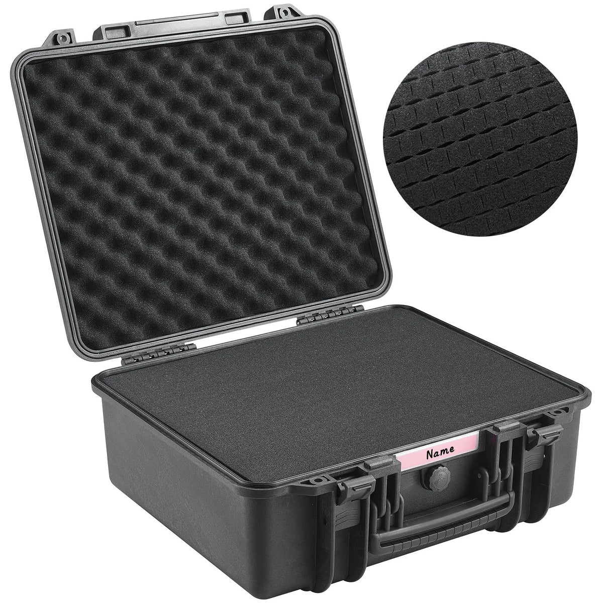 VEVOR Hard Pistol Case with Pre-Cut PU Foam Insert, Waterproof and Dustproof Hard Case for 6 Pistols, Lockable Design, 490 × 434 × 211 mm, Black