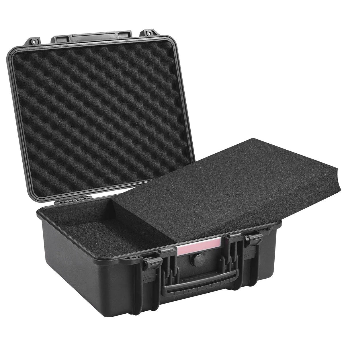 VEVOR Hard Pistol Case with Pre-Cut PU Foam Insert, Waterproof and Dustproof Hard Case for 6 Pistols, Lockable Design, 490 × 434 × 211 mm, Black