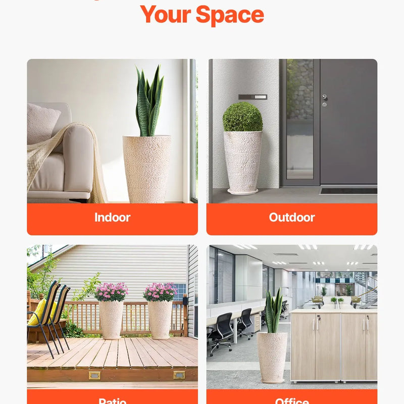Augsti stādītāji, komplekts ar 2 apaļiem konusveida stādītājiem, 53 cm, piemēroti āra un iekštelpu lietošanai