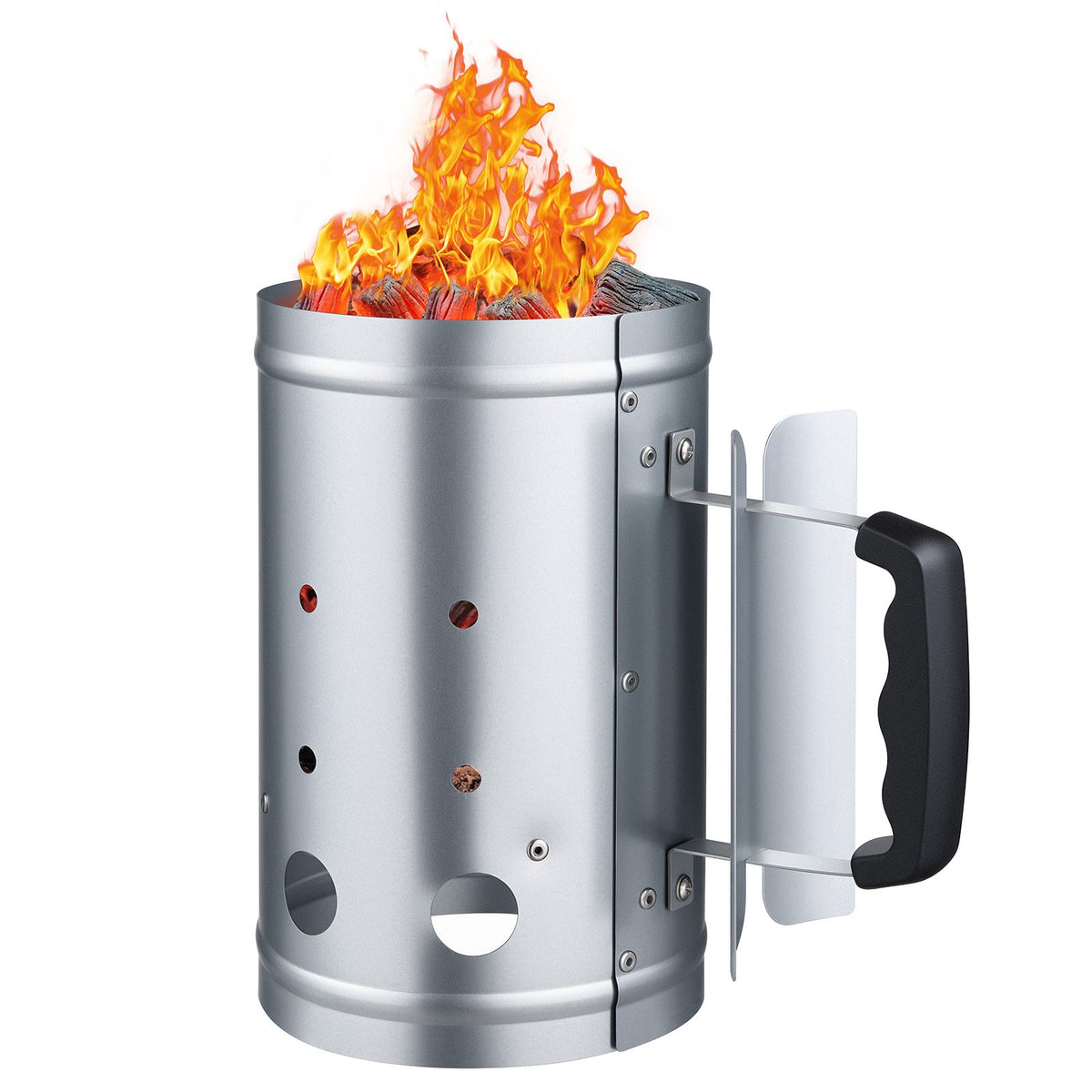 VEVOR Charcoal Chimney Starter, 1.8 kg Capacity, Heavy-Duty Steel Construction, Suitable for Grills and Barbecues, Compact Portable Igniter, Silver