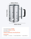 Ogles aizdedzināšanas skurstenis, 1,8 kg ietilpība, smagās tērauda konstrukcija, piemērots griliem un bārbekjū, kompakts pārnēsājams aizdedzinātājs, sudraba krāsa