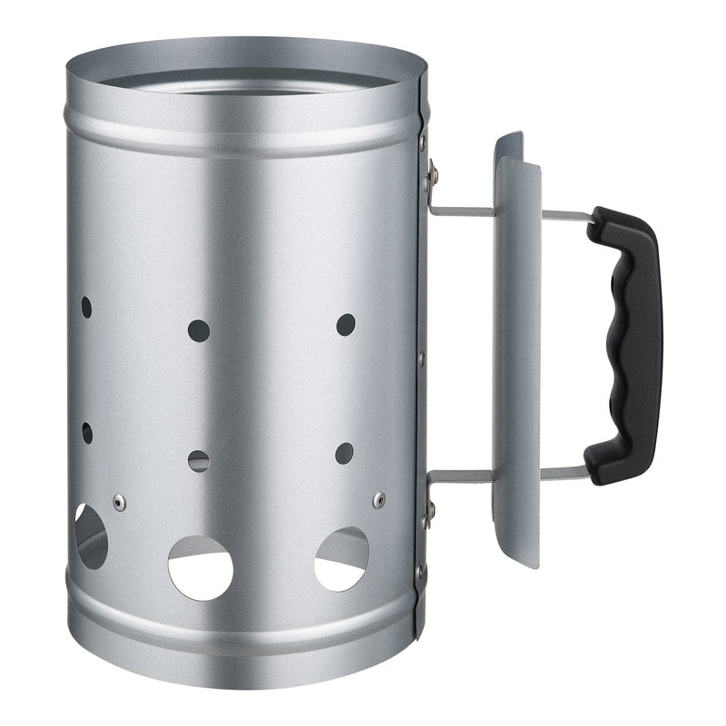 Ogles aizdedzināšanas skurstenis, 1,8 kg ietilpība, smagās tērauda konstrukcija, piemērots griliem un bārbekjū, kompakts pārnēsājams aizdedzinātājs, sudraba krāsa