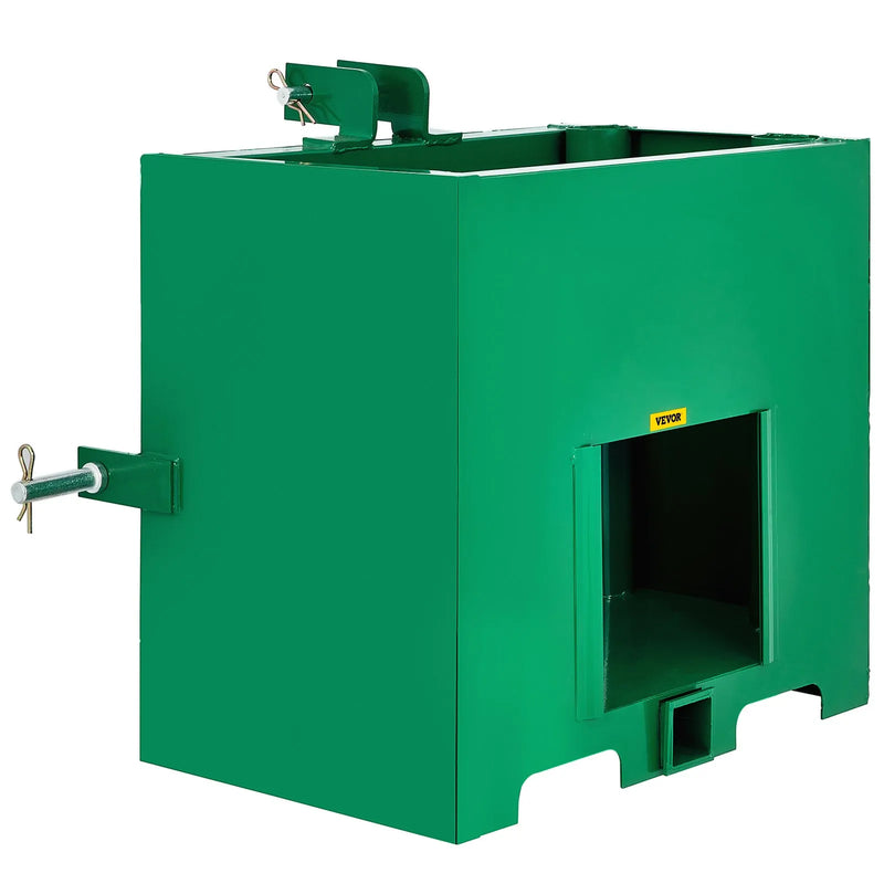 3 punktu balasta kaste, kravnesība 363 kg, standarta 50 mm sakabes uztvērējs, traktora balasta kaste ar 0,14 m³ tilpumu, izgatavota no izturīga tērauda, piemērota 1. kategorijas traktoru uzkabēm, zaļa