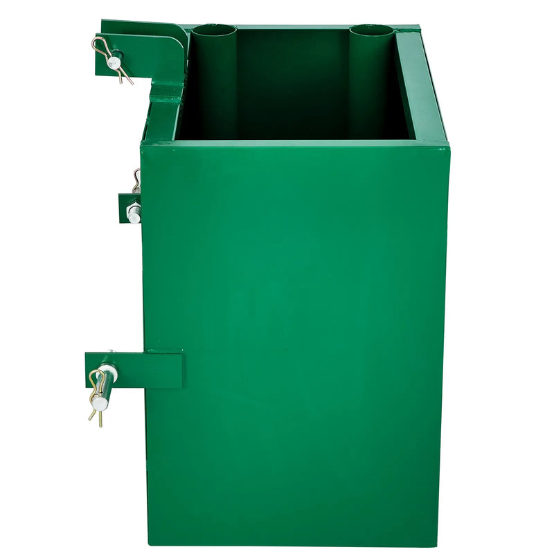 3 punktu balasta kaste, kravnesība 363 kg, standarta 50 mm sakabes uztvērējs, traktora balasta kaste ar 0,14 m³ tilpumu, izgatavota no izturīga tērauda, piemērota 1. kategorijas traktoru uzkabēm, zaļa