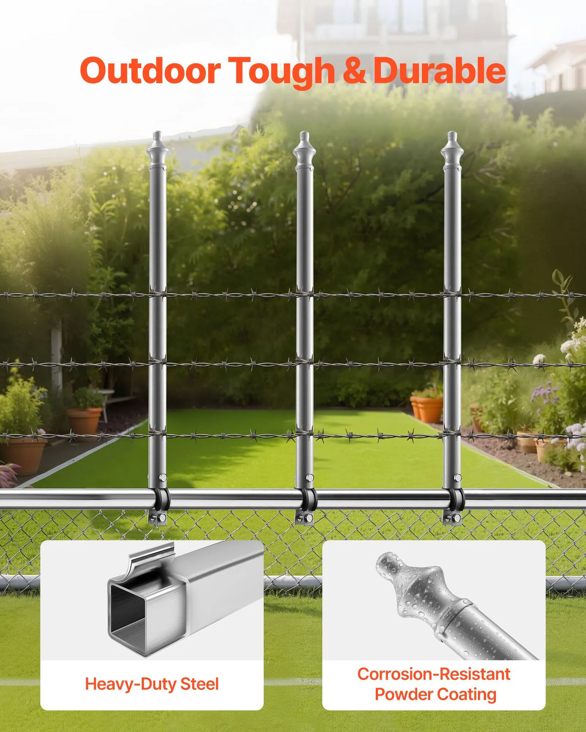 Section Fence Extenders, 18 pcs, 69.5 cm, Upper Rail 33–38 mm, U-shaped Bracket