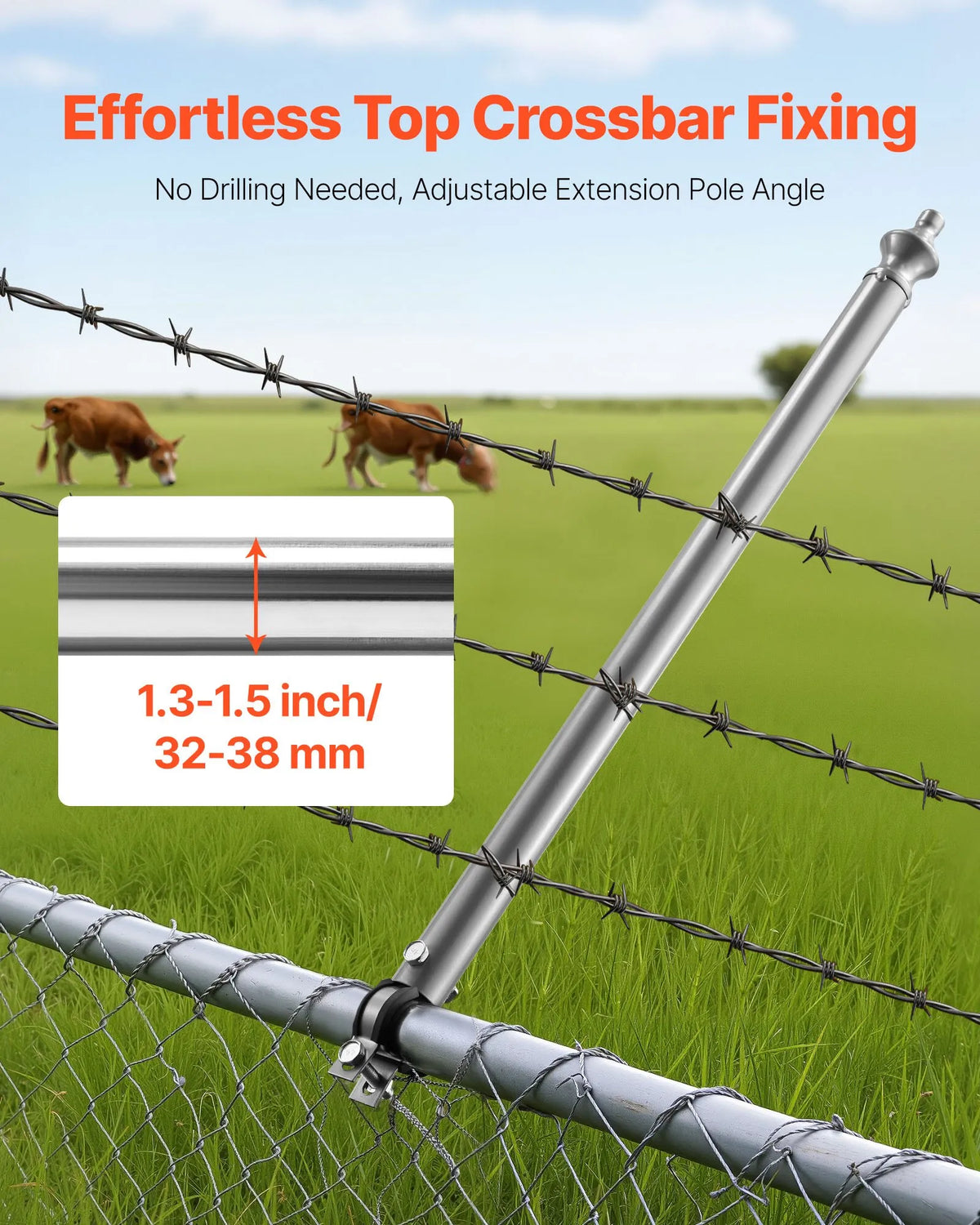 Section Fence Extenders, 18 pcs, 69.5 cm, Upper Rail 33–38 mm, U-shaped Bracket