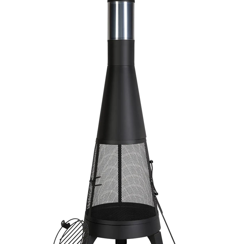 VEVOR čimineja, 51 cm āra malkas ugunskura kamīns, konusveida dizains grilēšanai un sildīšanai, ar grila resti, skursteņa pārvalku un rūsas izturīgu vāku, terasei, dārzam un pagalmam