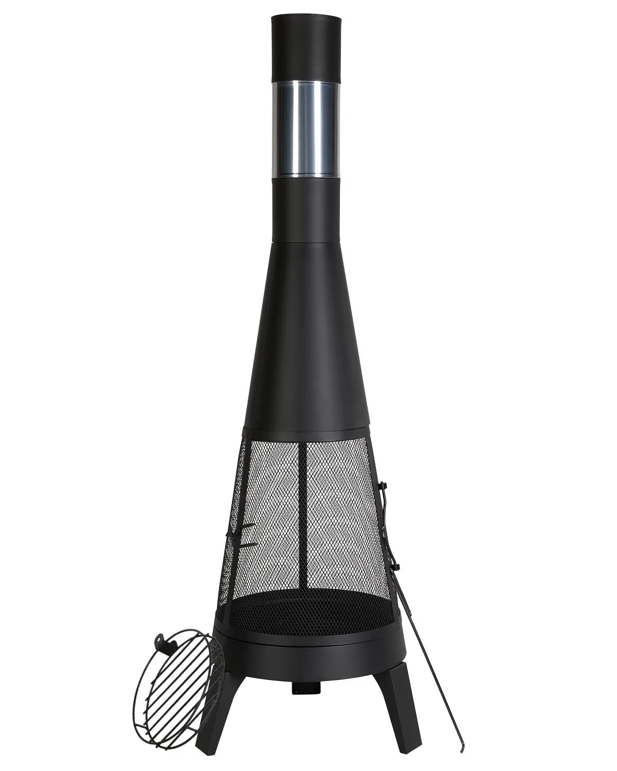 VEVOR Chimney, 51 cm Outdoor Wood Burning Fire Pit, Conical Design Grill and Heater, with Grill Grate, Chimney Cover and Rust-Resistant Lid, for Terrace, Garden and Patio