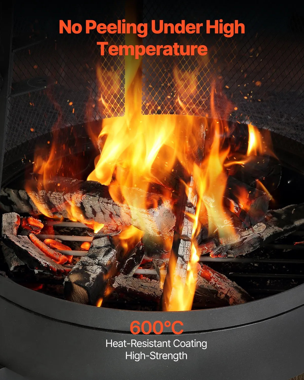 VEVOR Chimney, 51 cm Outdoor Wood Burning Fire Pit, Conical Design Grill and Heater, with Grill Grate, Chimney Cover and Rust-Resistant Lid, for Terrace, Garden and Patio