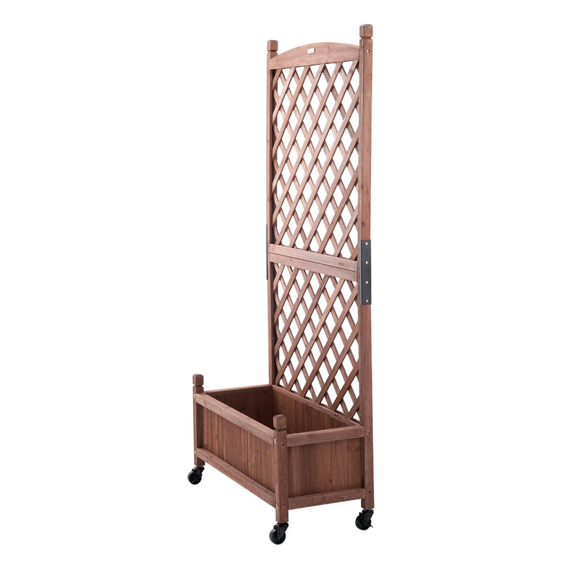Paaugstinātā koka dobe ar režģi, 76 × 33 × 156 cm, ar drenāžas caurumiem, brīvi stāvoša stādīšanas kaste vīteņaugiem un ziediem dārzam, terasei, balkonam