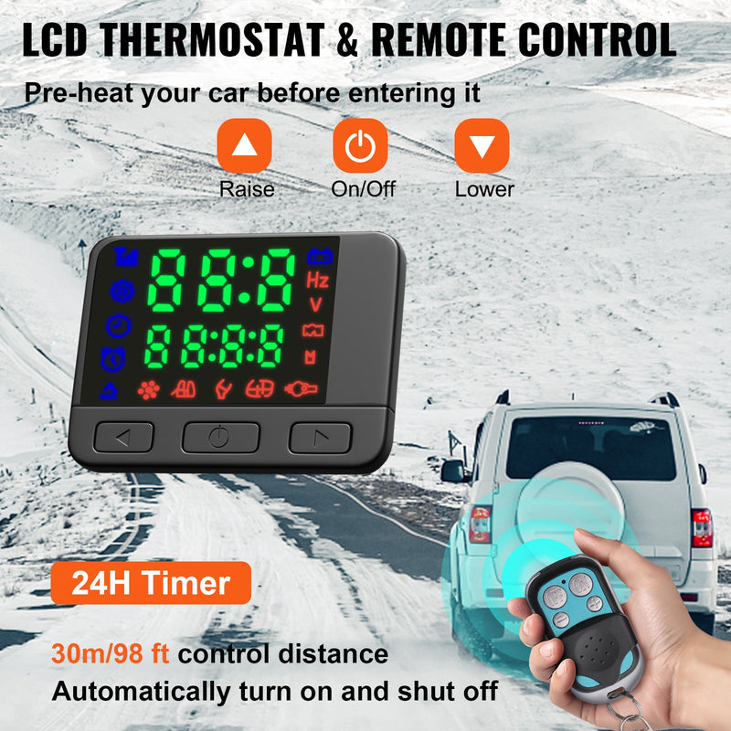 12V 2KW dīzeļa gaisa sildītājs garažām, treileriem, kemperiem, kravas automašīnām, laivām - 2000W ar skaņas slāpētāju(zemāk pilns apraksts)