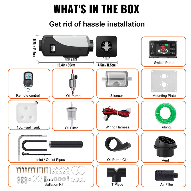 12V 8kW VEVOR dīzeļa autonomais gaisa sildītājs stāvvietas sildītājs, 12V dīzeļa degvielas sildītājs ar LCD slēdzi un tālvadības pulti automašīnām, RV, laivām, autobusiem, kemperiem un citiem