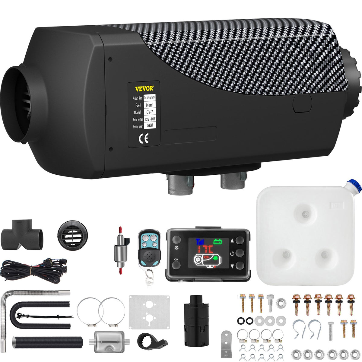 12V 8 kW VEVOR iebūvējamā dīzeļa krāsniņa – Planar tipa komplekts, LCD