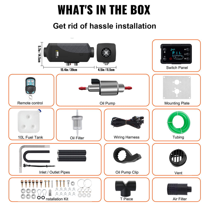 12V 8KW VEVOR Dīzeļa sildītājs 8KW Gaisa dīzeļa sildītājs PLANAR 12V Dīzeļa gaisa sildītājs automašīnām, kravas automašīnām, kemperiem, laivām un autobusiem.