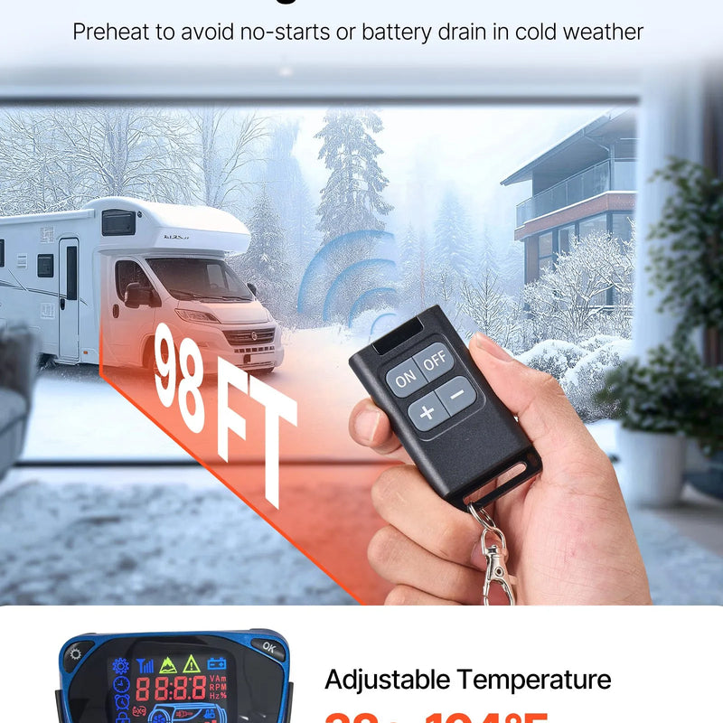 Dīzeļdegvielas gaisa sildītājs 8 kW 12-24 V ar LCD slēdzi