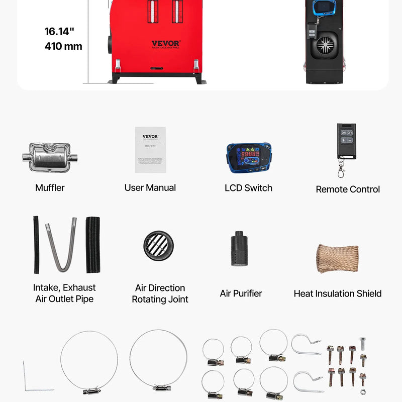 Dīzeļdegvielas gaisa sildītājs 8 kW 12-24 V ar LCD slēdzi