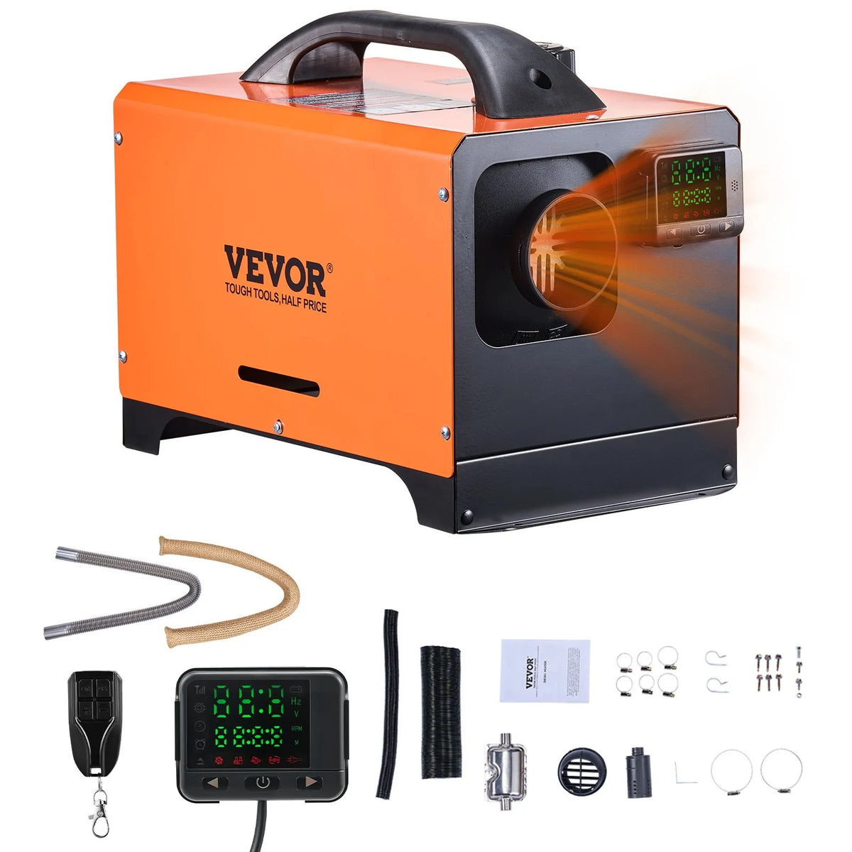 12V/24V 8 kW VEVOR Built-in Diesel Heater – Square Colour Display, Remote Control