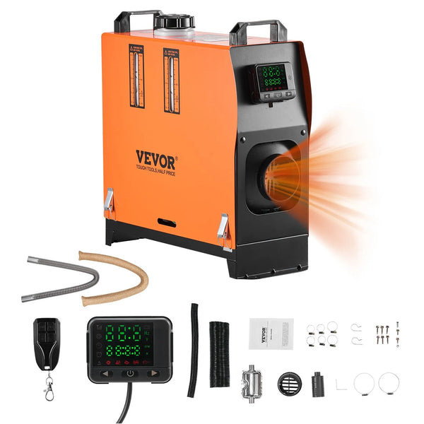 Dīzeļgaisa sildītājs 8 kW, 12–24 V, ātras uzsildīšanas autostāvvietas sildītājs ar tālvadības pulti un krāsu displeju, zems trokšņu līmenis, balss paziņojumi, piemērots kemperiem, kravas automašīnām, furgoniem, laivām un piekabēm