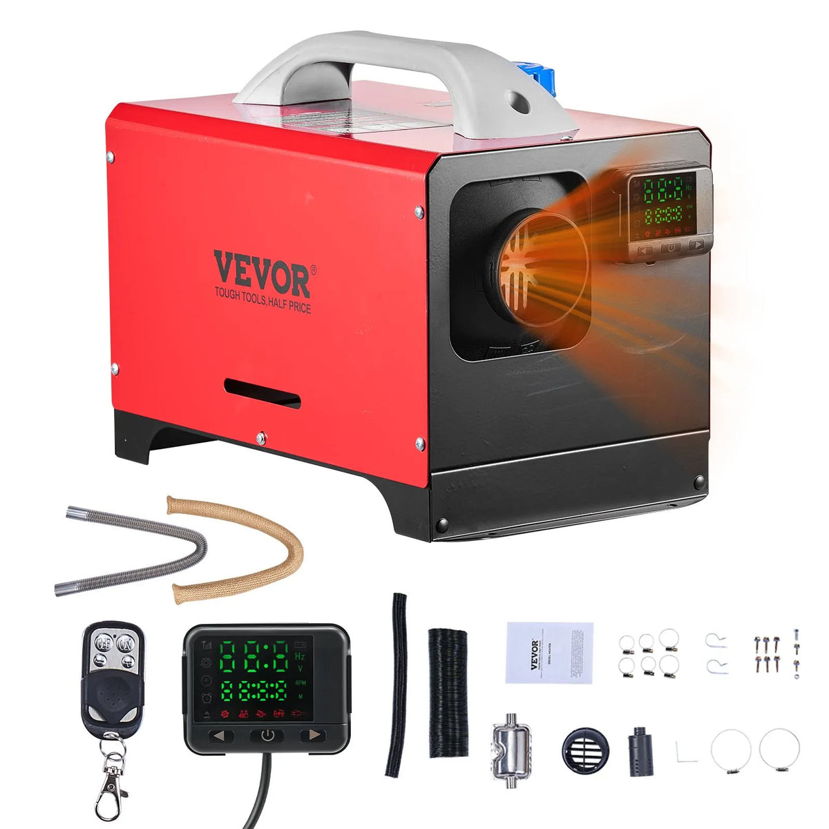 12V/24V 8 kW VEVOR Built-in Diesel Heater – Black LCD, Remote Control, Preheating