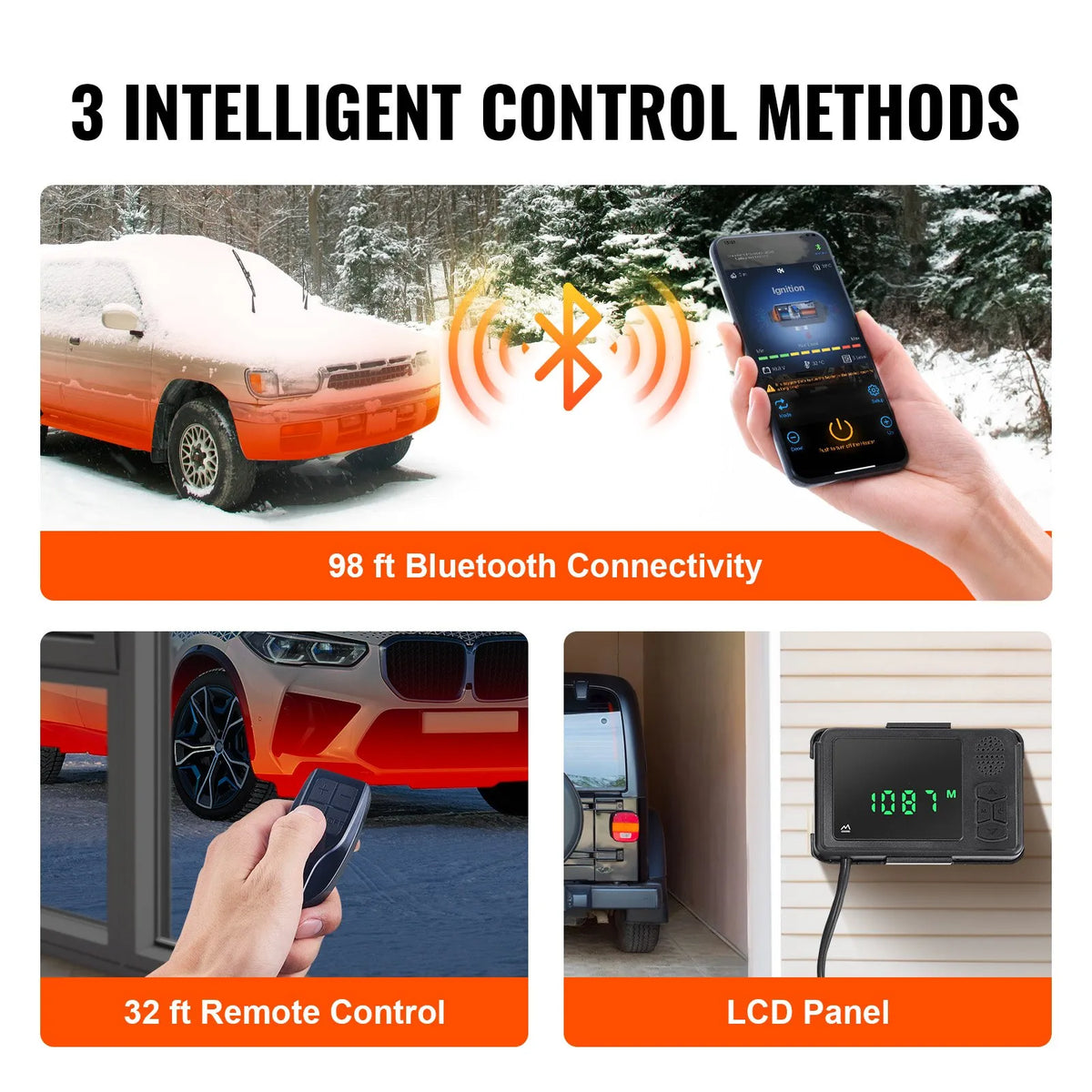 12V 2 kW VEVOR Built-in Diesel Heater – Bluetooth App, Remote Control, LCD