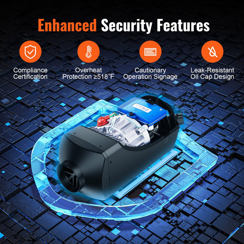 VEVOR dīzeļdegvielas gaisa sildītājs ar Bluetooth lietotnes vadību, 12 V 2 kW dīzeļsildītājs ar automātisku augstuma pielāgošanu, tālvadības pulti un LCD displeju, dīzeļdegvielas stāvvietas sildītājs kemperiem, treileriem, furgoniem un laivām