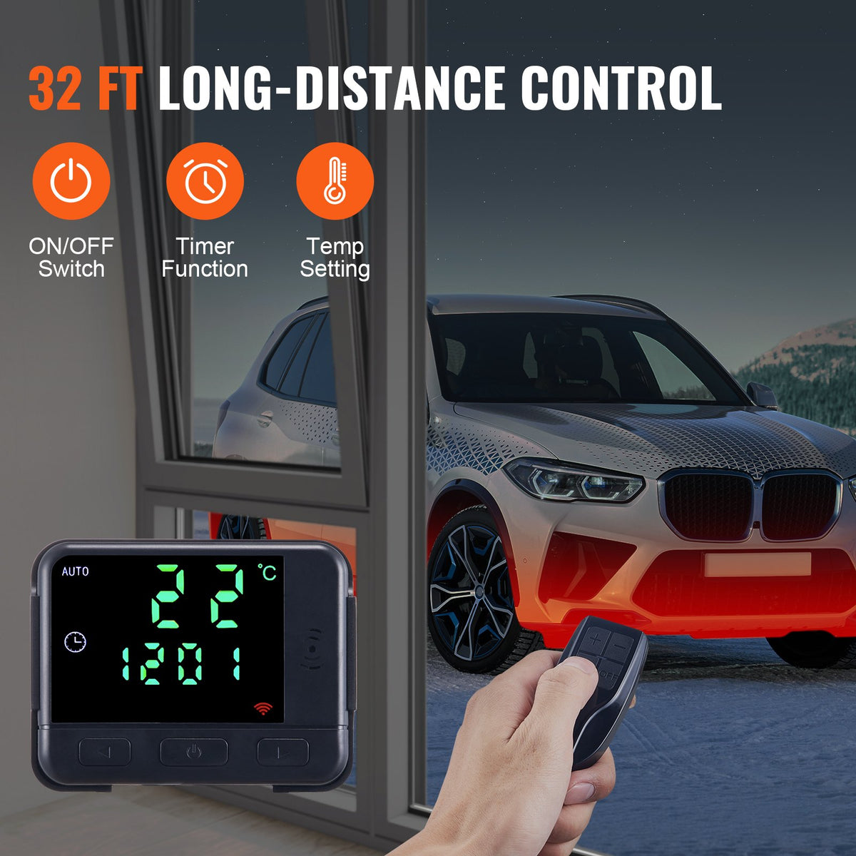 12V 2 kW VEVOR iebūvējamā dīzeļa krāsniņa – LCD, tālvadības pults