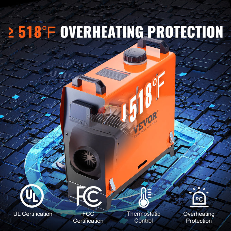 12V 8 kW VEVOR Dīzeļa gaisa sildītājs All-in-one ar LCD tālvadības pulti automašīnām, dzīvojamajiem furgoniem un iekštelpām