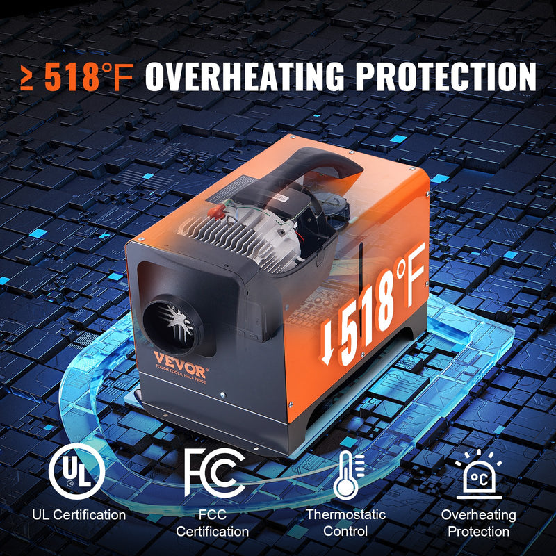 12V 5KW VEVOR Dīzeļa gaisa sildītājs viss vienā LCD Tālvadības pults automašīnām, dzīvojamajiem furgoniem un iekštelpām.