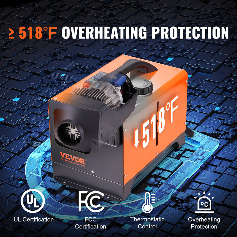 VEVOR Dizeļa gaisa sildītājs, 12 В, 8 кВт, «все в одном» с Bluetooth-экраном и автоматическим ЖК-экраном, обеспечивает бесперебойную работу устройства.