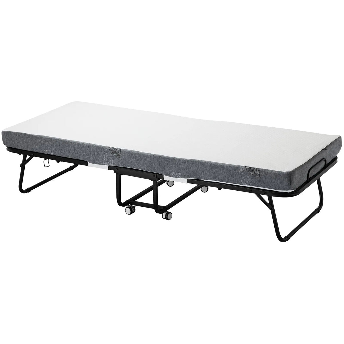 VEVOR salokāma viesu gulta 78,7 x 190,5 cm ar 10,2 cm atmiņas putu matraci, vienguļamā pārvietojamā gulta ar izturīgu metāla rāmi pieaugušajiem - ZEMLETES.LV