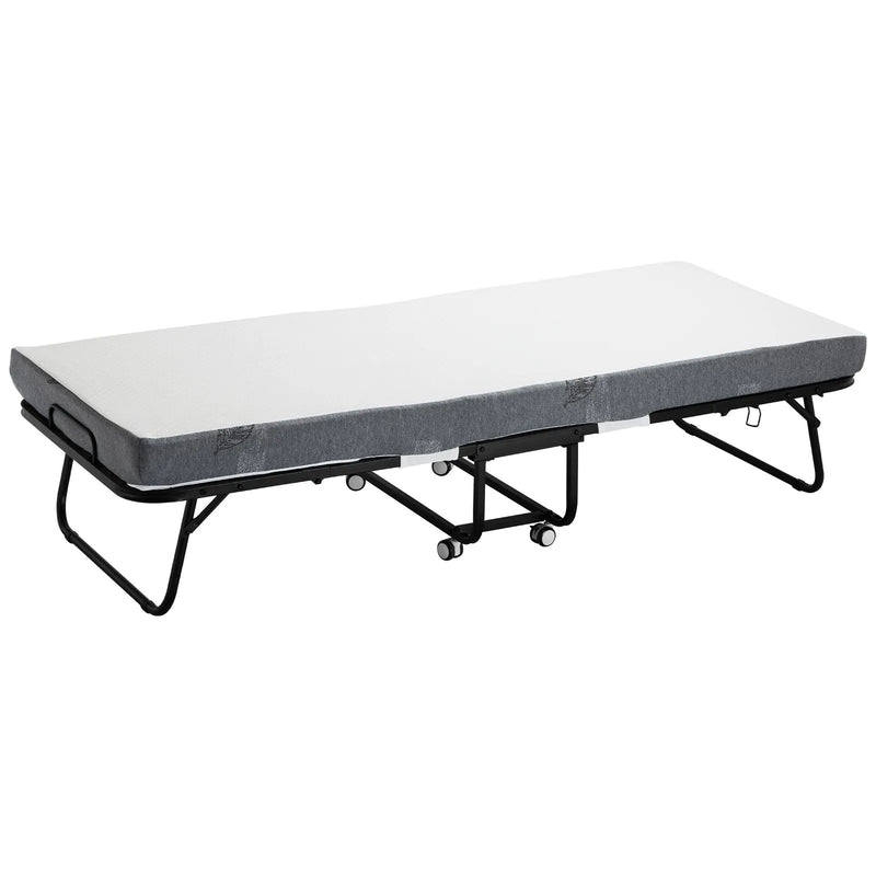 VEVOR salokāma viesu gulta 78,7 x 190,5 cm ar 10,2 cm atmiņas putu matraci, vienguļamā pārvietojamā gulta ar izturīgu metāla rāmi pieaugušajiem - ZEMLETES.LV